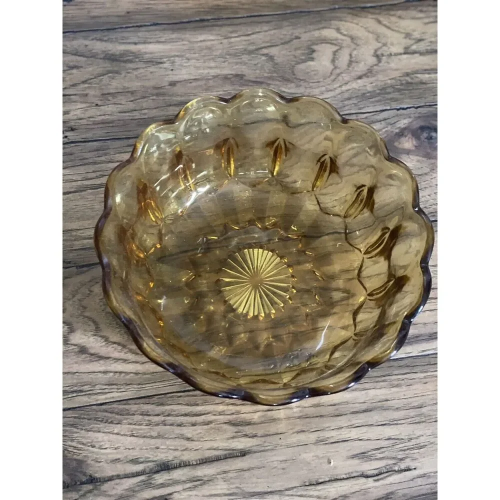 Vintage 70s Anchor Hocking Fairfield Large Amber Bowl MCM